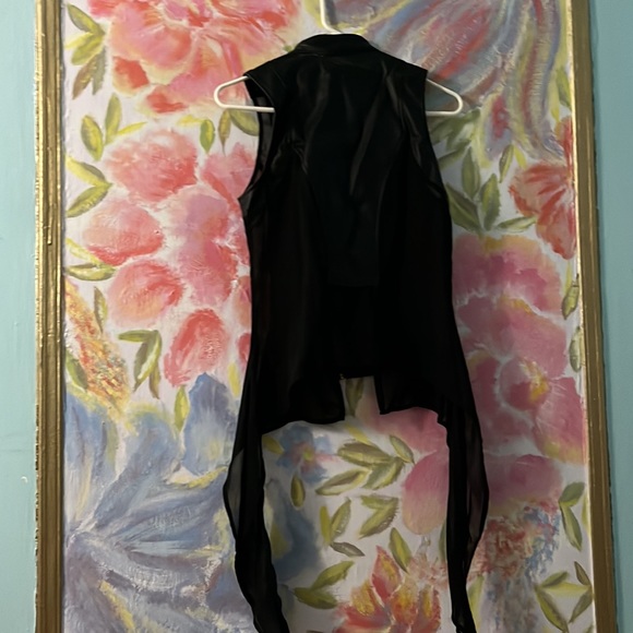 Moto faux leather and chiffon vest goth punk. Hi-lo. Never worn without tags - Picture 4 of 5